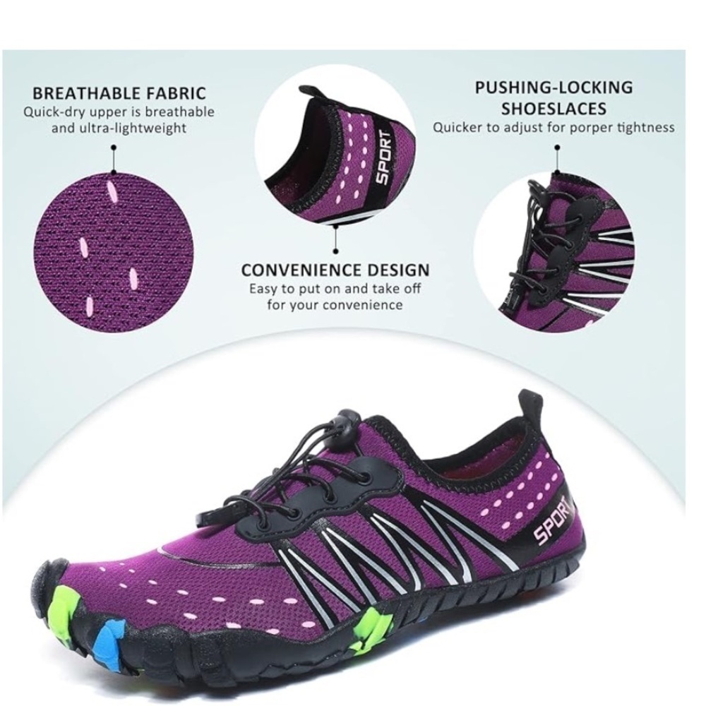 purple Water Shoes Under Water Swimming For Beach, Pool Or River size 39 flaw